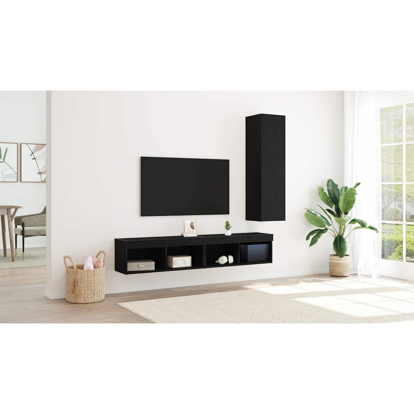 Wall TV Cabinet Black Oak 30.5 x 30 x 110 cm Engineered Wood