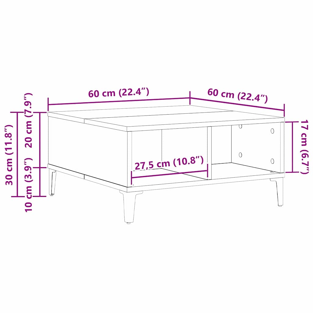 Coffee Table Black Oak 60 x 60 x 30 cm