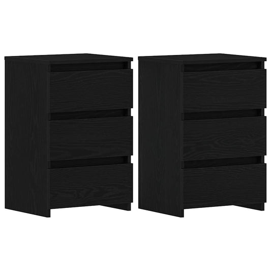 Bedside Cabinet with Drawer 2 pcs Black Oak 40 x 35 x 62.5 cm Bedside Cabinet with Drawer 2 pcs Black Oak 40 x 35 x 62.5 cm