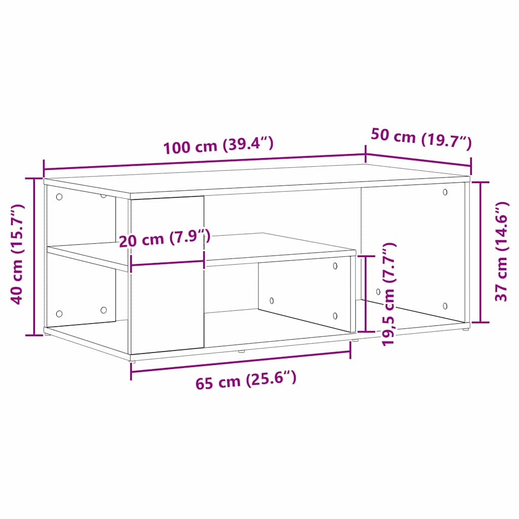 Coffee Table Black Oak 100 x 50 x 40 cm Engineered Wood