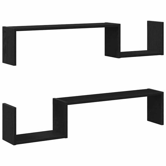 Wall Shelf 2 pcs Black Oak 100 x 15 x 20 cm Engineered Wood Wall Shelf 2 pcs Black Oak 100 x 15 x 20 cm Engineered Wood