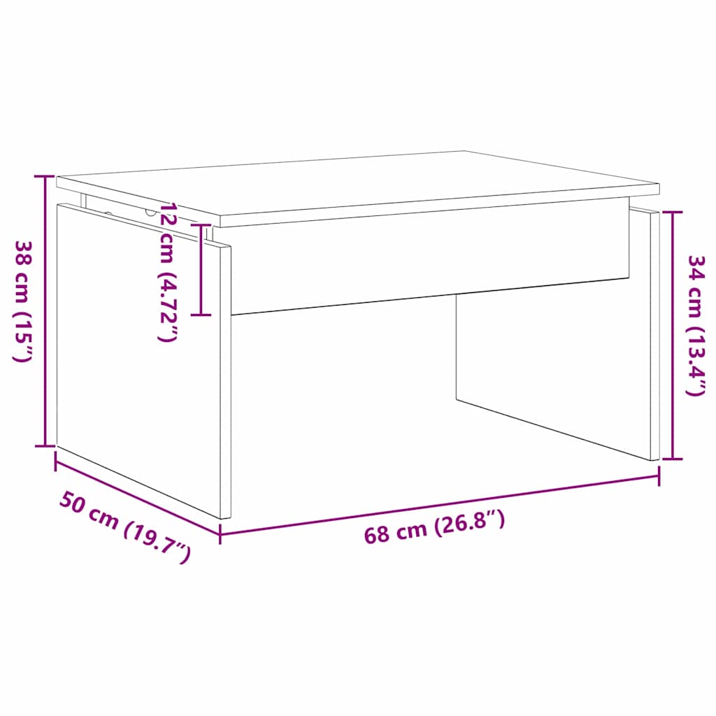 Coffee Table Black Oak 68 x 50 x 38 cm Engineered Wood