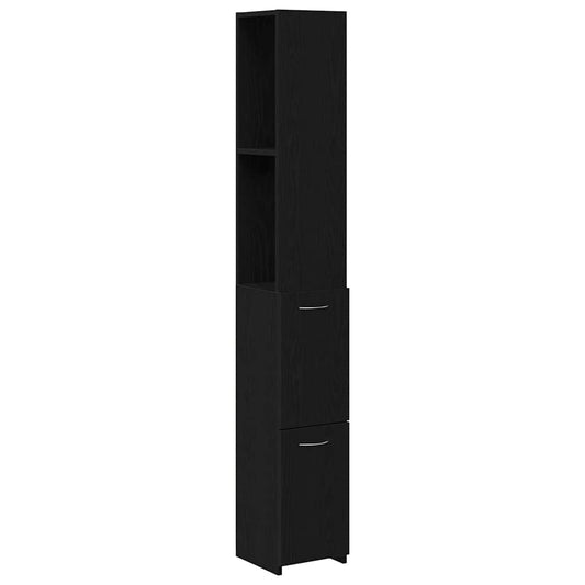Bathroom Cabinet Black Oak 25 x 25 x 170 cm Engineered Wood Bathroom Cabinet Black Oak 25 x 25 x 170 cm Engineered Wood