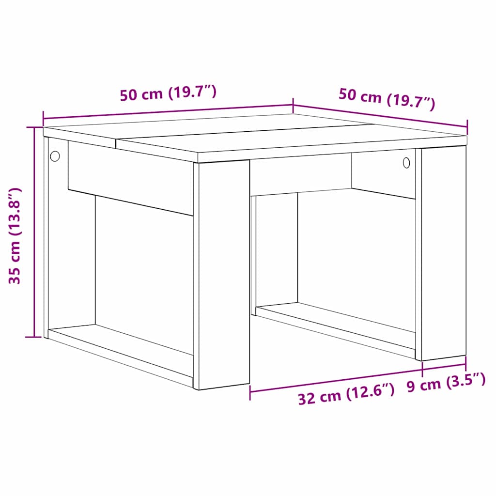 Coffee Table Black Oak 50 x 50 x 35 cm Engineered Wood