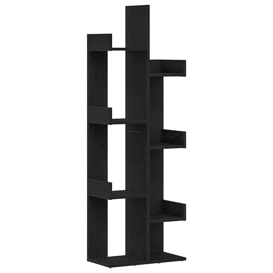 Bookcase 8-Tier 48 x 25.5 x 140 cm Engineered Wood Black Oak Bookcase 8-Tier 48 x 25.5 x 140 cm Engineered Wood Black Oak