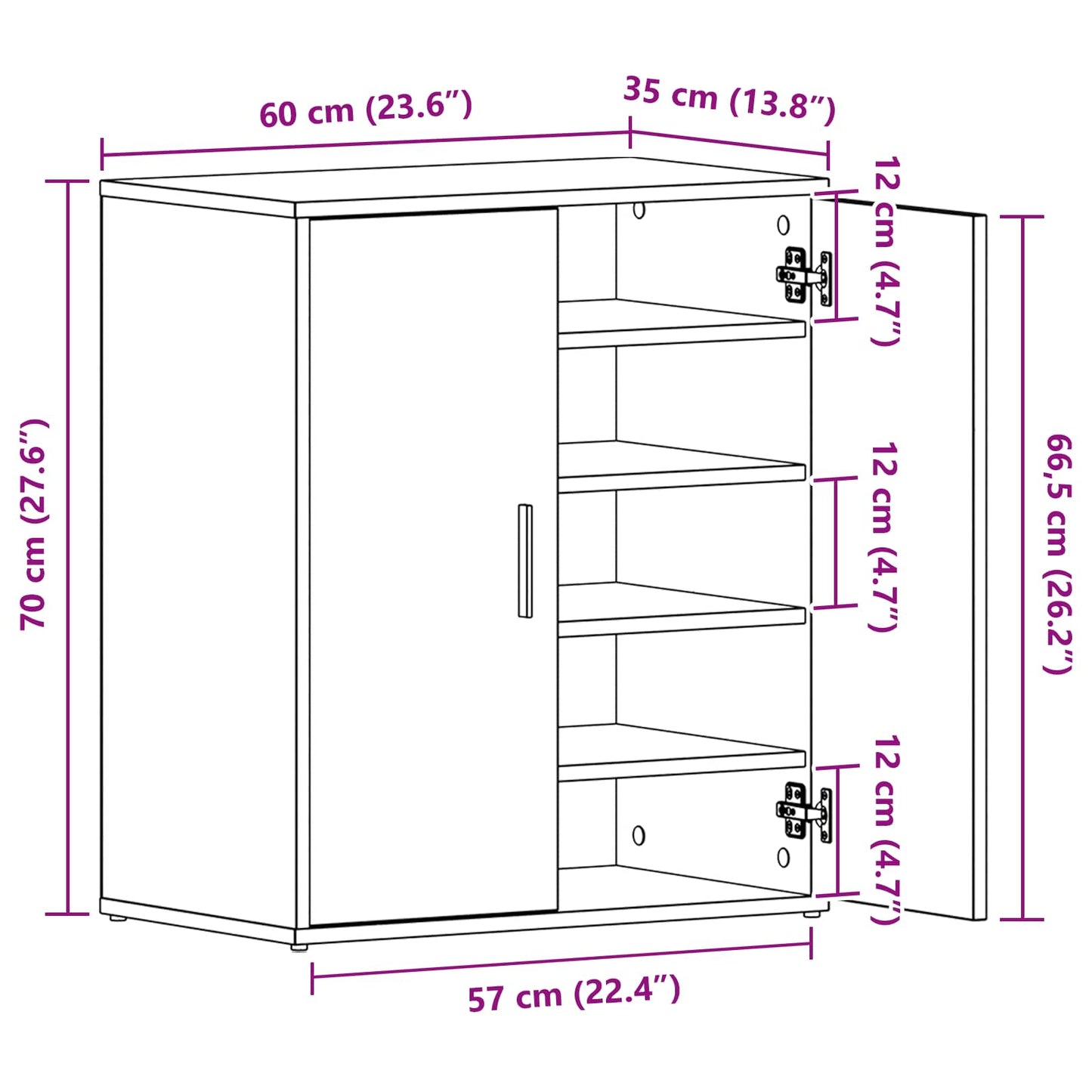 Shoe Cabinet 60 x 35 x 70 cm Engineered Wood Black Oak