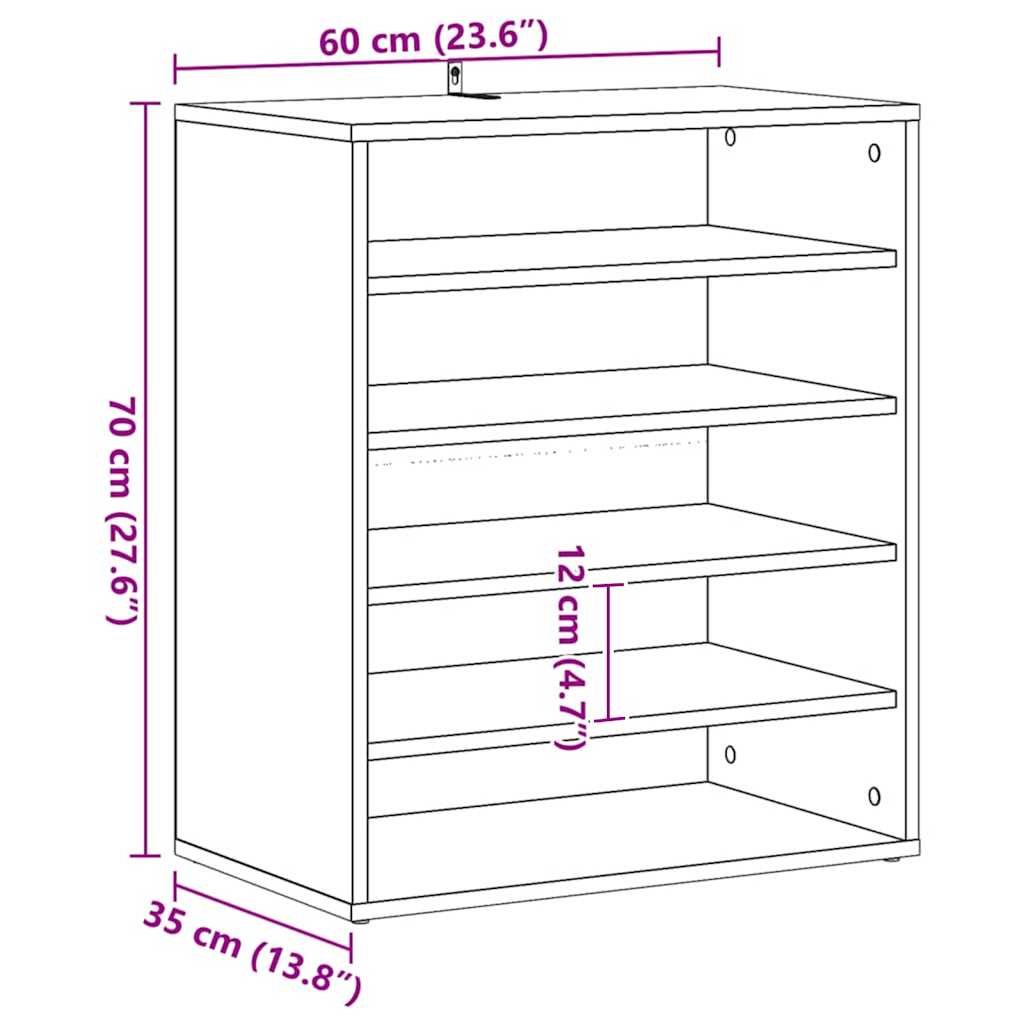 Shoe Cabinet Black Oak 60 x 35 x 70 cm Engineered Wood