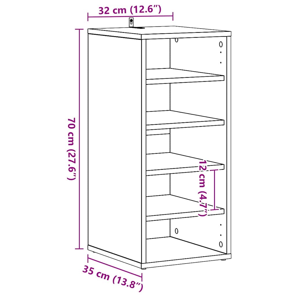 Shoe Cabinet 32 x 35 x 70 cm Engineered Wood Black Oak