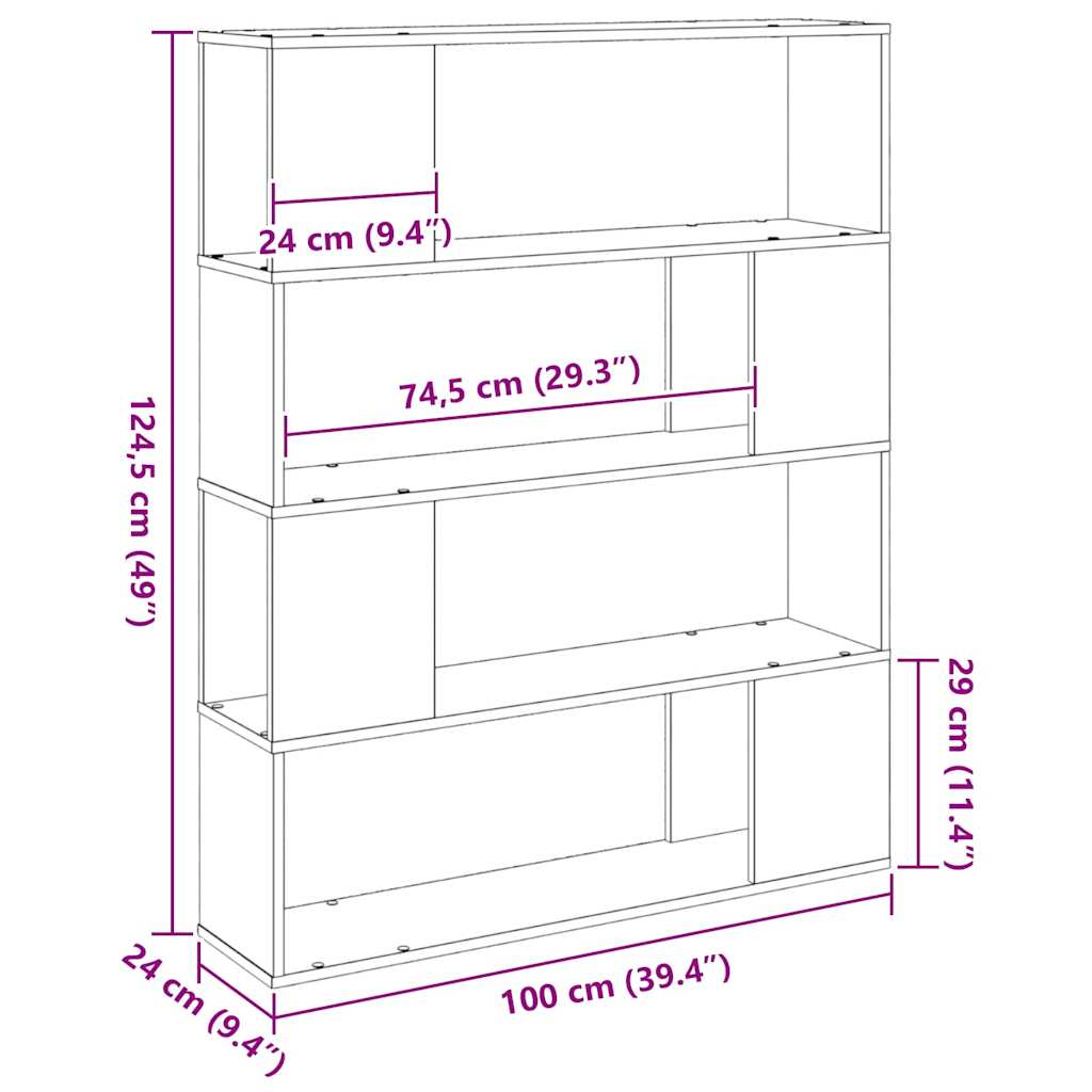 TV Cabinet Set Black Oak 100 x 24 x 124.5 cm Engineered Wood