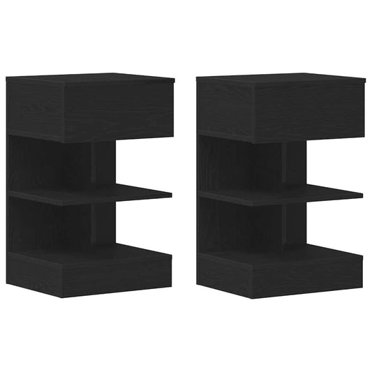 Bedside Cabinet 2 pcs Black Oak 40 x 35 x 65 cm Engineered Wood Bedside Cabinet 2 pcs Black Oak 40 x 35 x 65 cm Engineered Wood