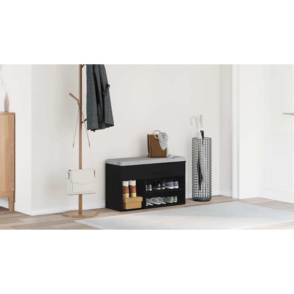 Shoe Bench with Shelf Black Oak 80 x 30 x 45 cm Engineered Wood