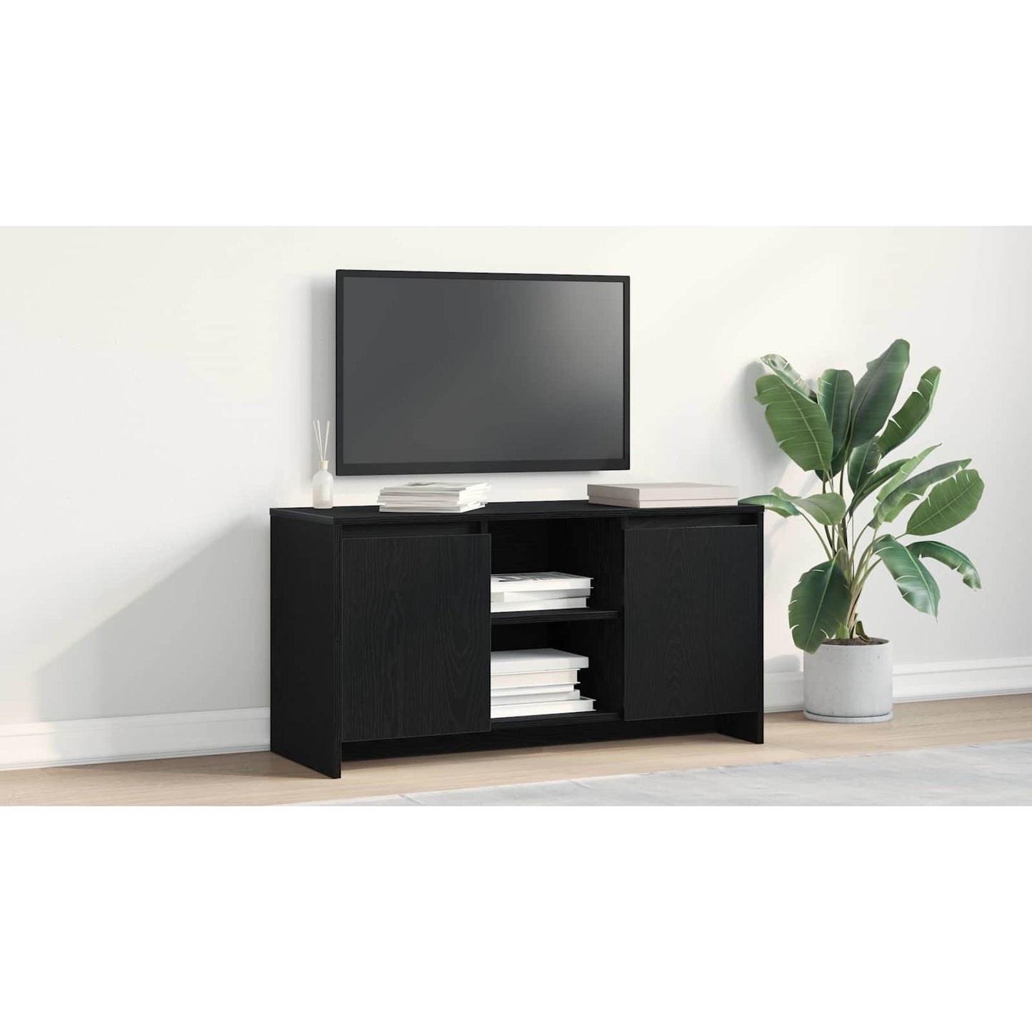 TV Cabinet Black Oak 102 x 37.5 x 52.5 cm Engineered Wood