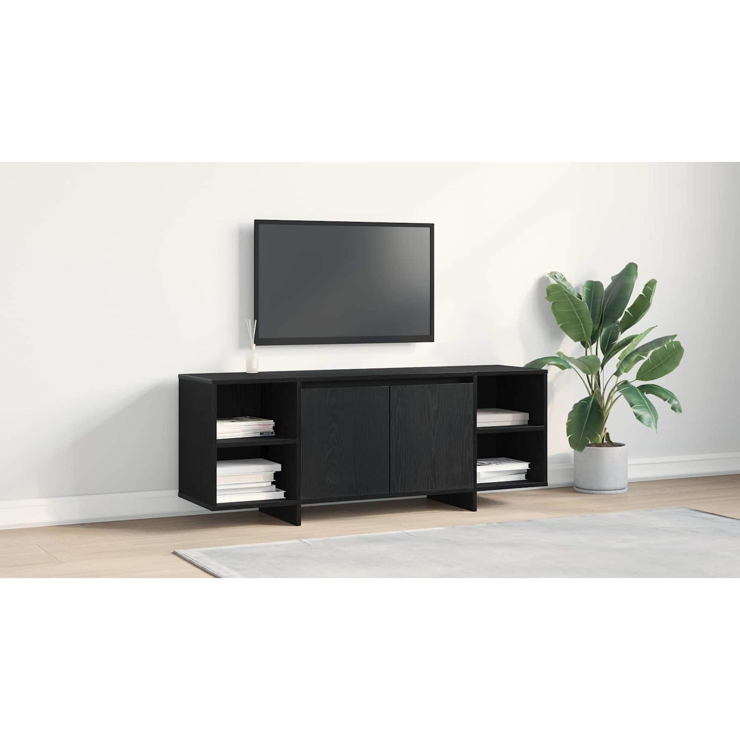 TV Cabinet 130 x 35 x 50 cm Black Oak Engineered Wood
