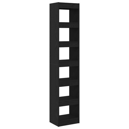Book Cabinet 6-Tier 40 x 30 x 198 cm Engineered Wood Black Oak Book Cabinet 6-Tier 40 x 30 x 198 cm Engineered Wood Black Oak