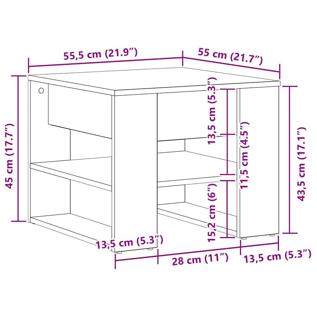 Coffee Table Black Oak 55.5 x 55 x 45 cm Engineered Wood
