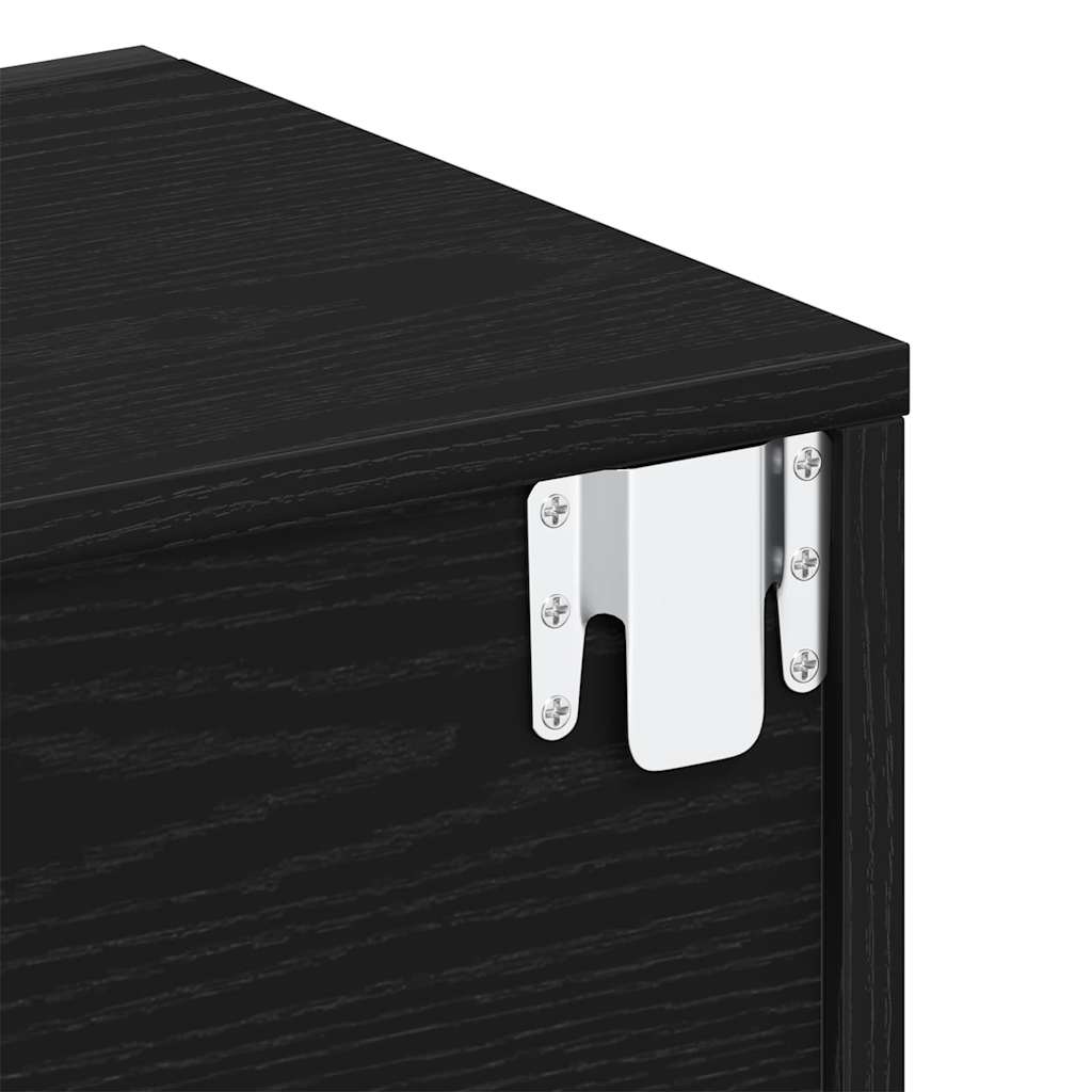 Bedside Cabinet Black Oak 46 x 30 x 30 cm Engineered Wood