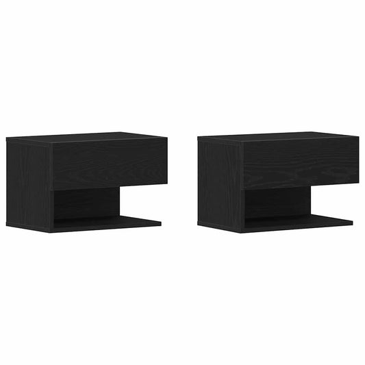 Bedside Cabinet 2 pcs Black Oak 46 x 30 x 30 cm Engineered Wood Bedside Cabinet 2 pcs Black Oak 46 x 30 x 30 cm Engineered Wood