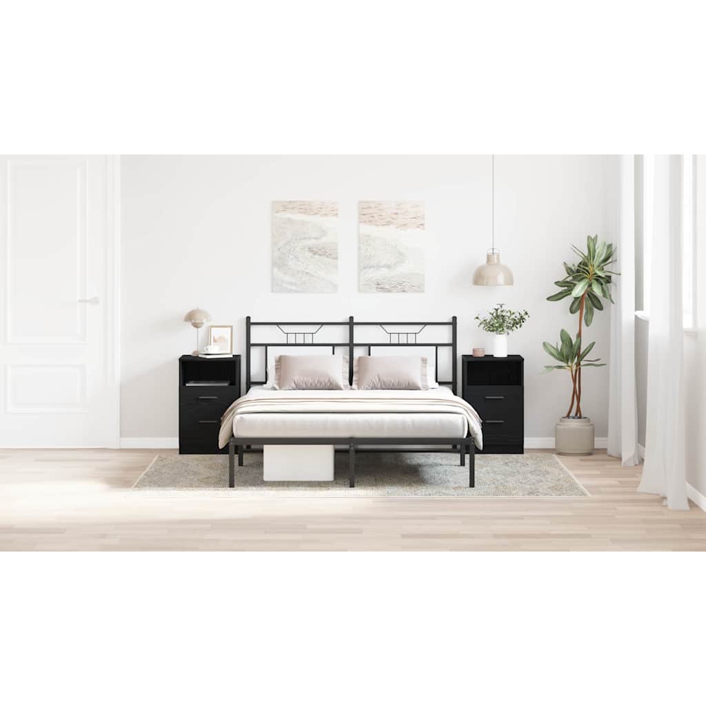 Bedside Cabinet 2 pcs Black Oak 40 x 35 x 65 cm Engineered Wood