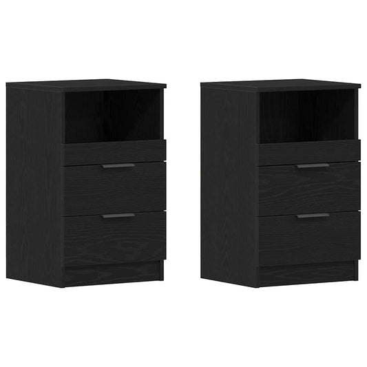 Bedside Cabinet 2 pcs Black Oak 40 x 36 x 65 cm Engineered Wood Bedside Cabinet 2 pcs Black Oak 40 x 36 x 65 cm Engineered Wood
