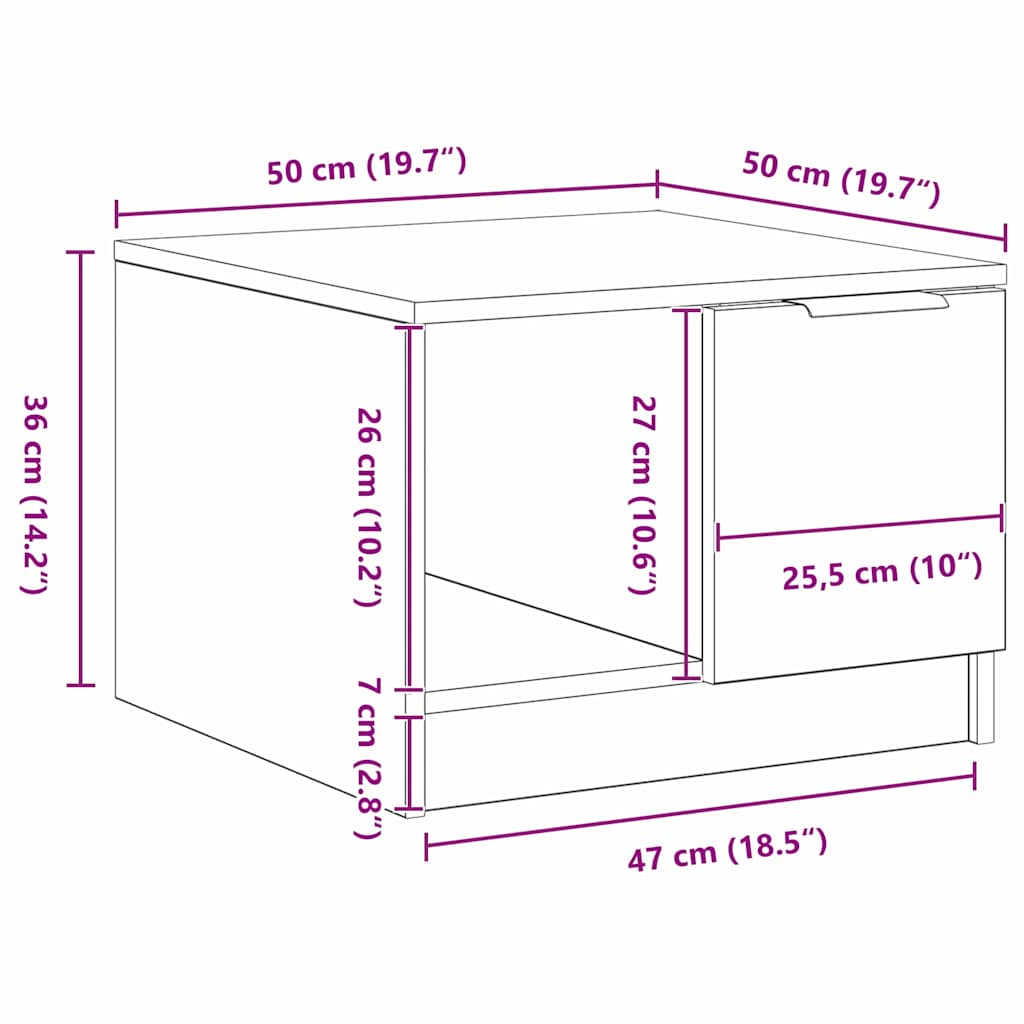 Coffee Table Black Oak 50 x 50 x 36 cm Engineered Wood