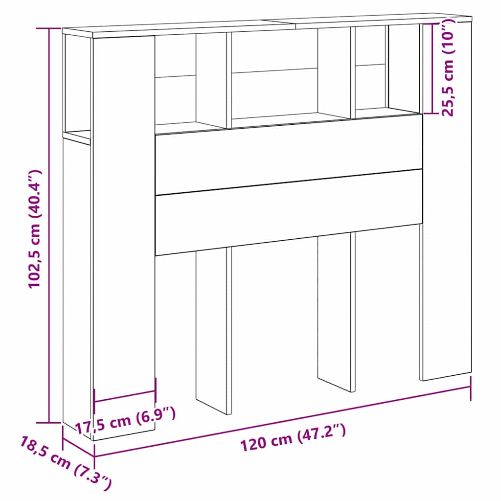 Headboard Cabinet Black Oak Engineered Wood