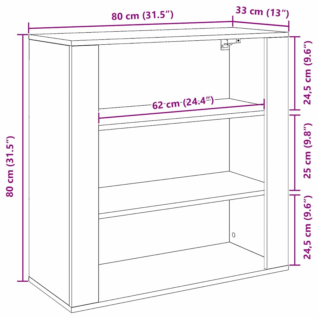 Wall Cabinet Black Oak 80 x 33 x 80 cm Engineered Wood