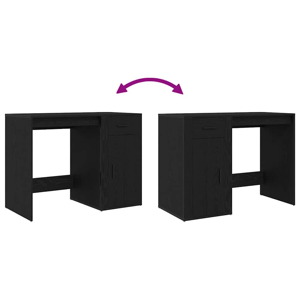 Desk with Drawer Black Oak 100 x 49 x 74 cm Engineered Wood