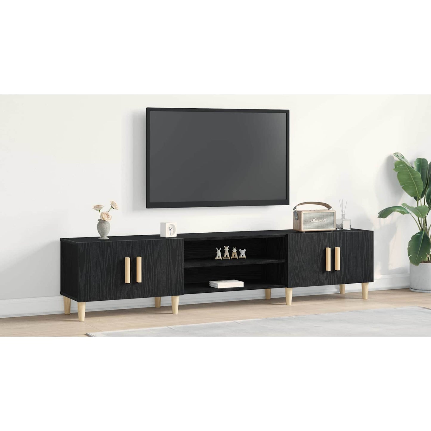 TV Cabinet Black Oak 180 x 31.5 x 40 cm Engineered Wood