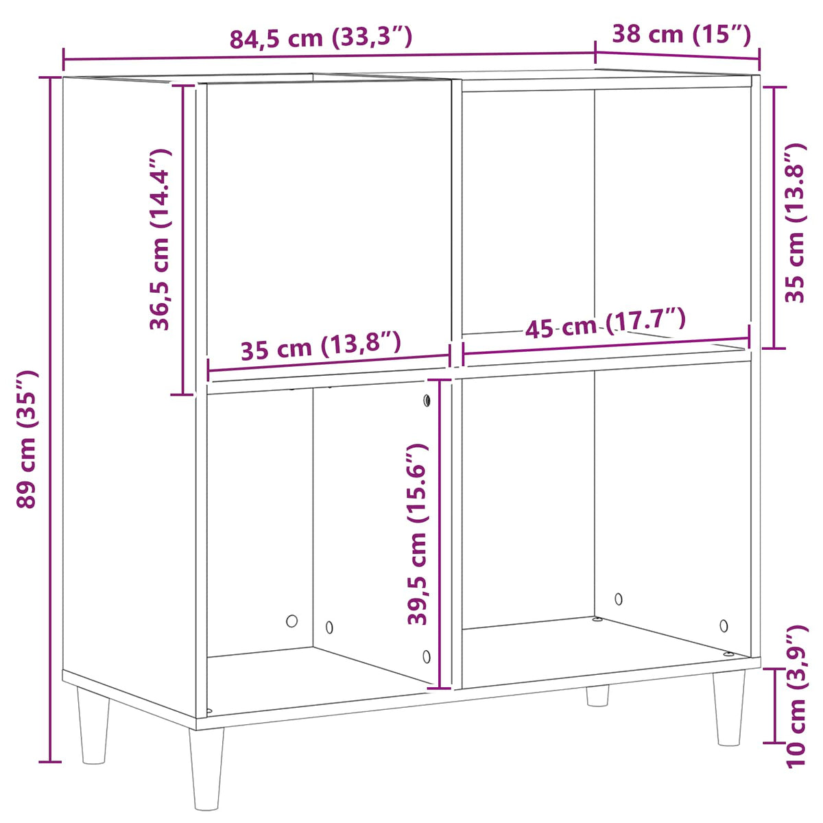 Record Cabinet Black Oak 84.5 x 38 x 89 cm Engineered Wood