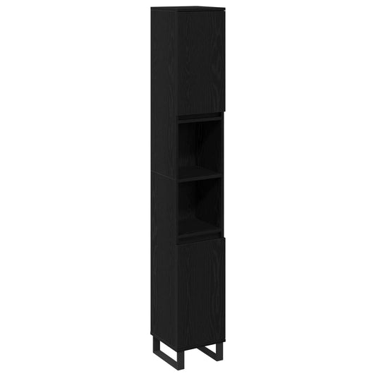 Bathroom Cabinet Black Oak 30 x 30 x 190 cm Engineered Wood Bathroom Cabinet Black Oak 30 x 30 x 190 cm Engineered Wood