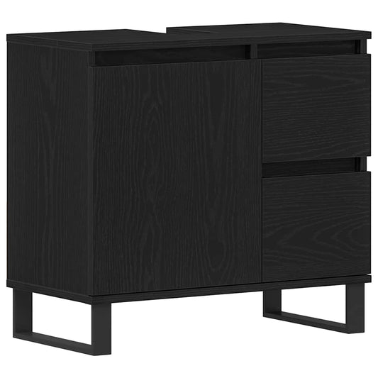 Bathroom Sink Cabinet Black Oak 65 x 33 x 60 cm Engineered Wood Bathroom Sink Cabinet Black Oak 65 x 33 x 60 cm Engineered Wood