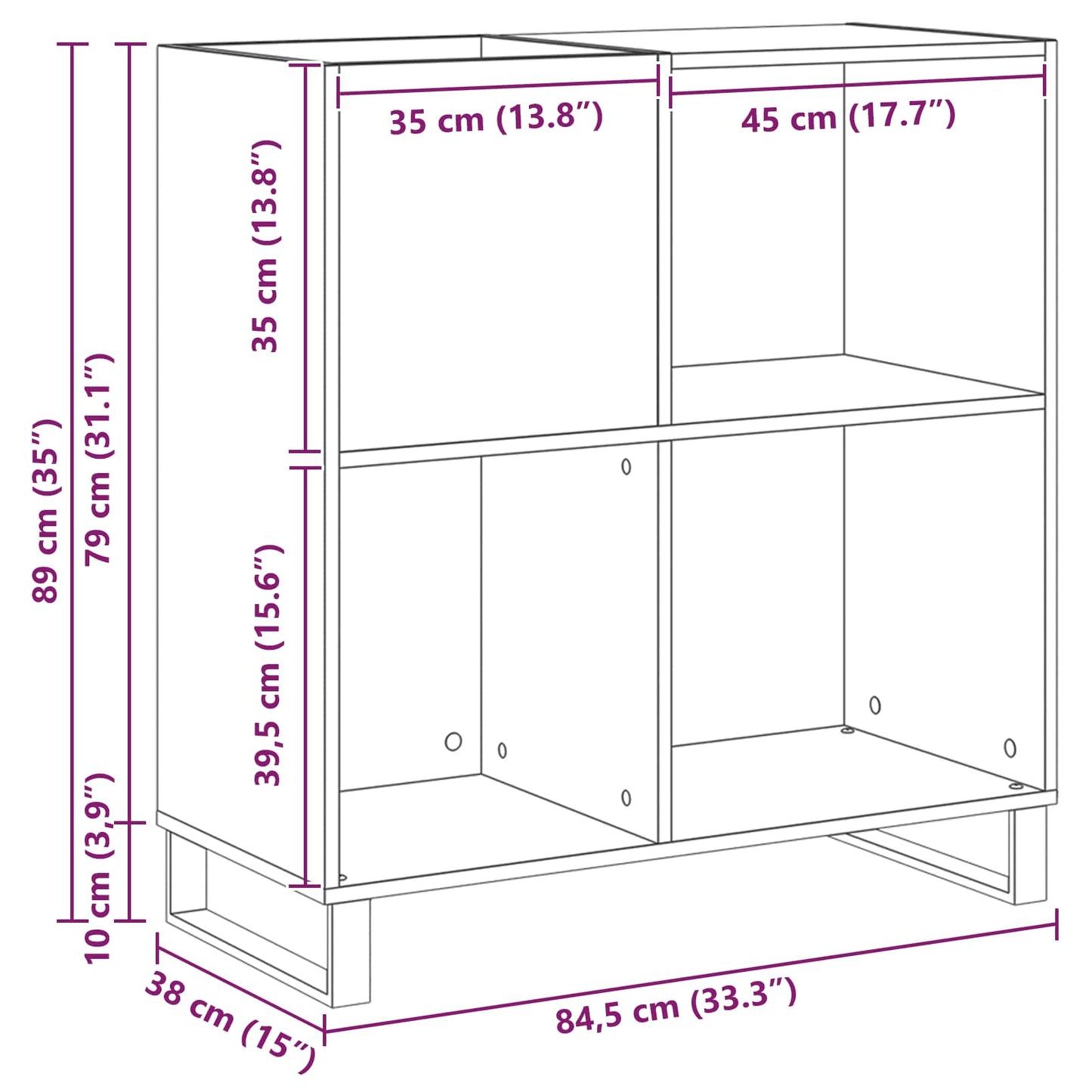 Record Cabinet Artisan oak 84.5 x 38 x 89 cm Engineered Wood