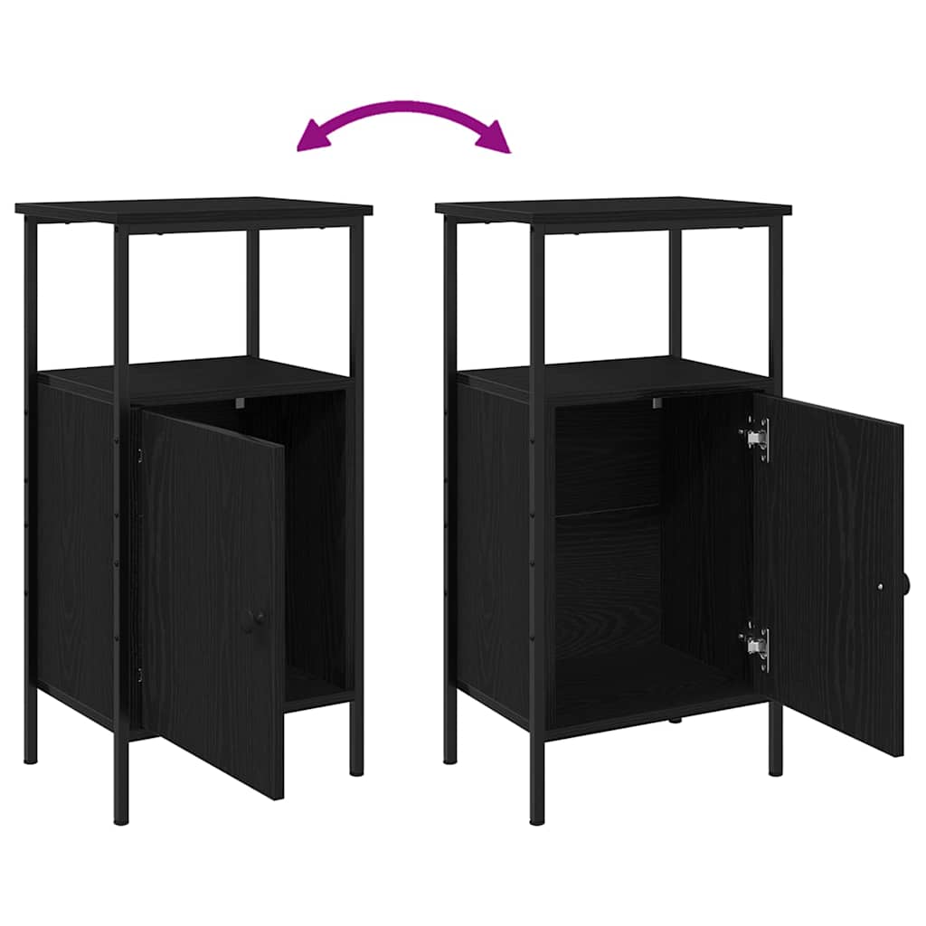 Bedside Cabinet Black Oak 41 x 31 x 80 cm Engineered Wood