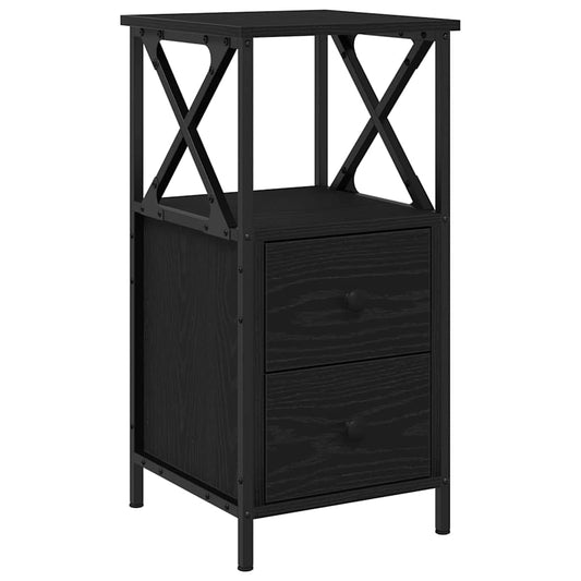 Bedside Cabinet Black Oak 34 x 35.5 x 70 cm Engineered Wood Bedside Cabinet Black Oak 34 x 35.5 x 70 cm Engineered Wood