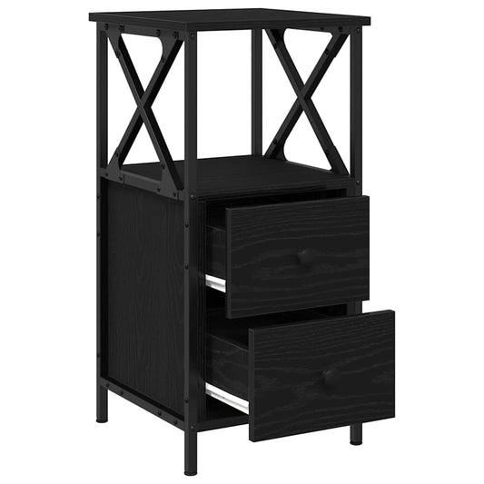 Bedside Cabinet with Drawer 2 pcs Black Oak 34 x 35.5 x 70 cm Bedside Cabinet with Drawer 2 pcs Black Oak 34 x 35.5 x 70 cm