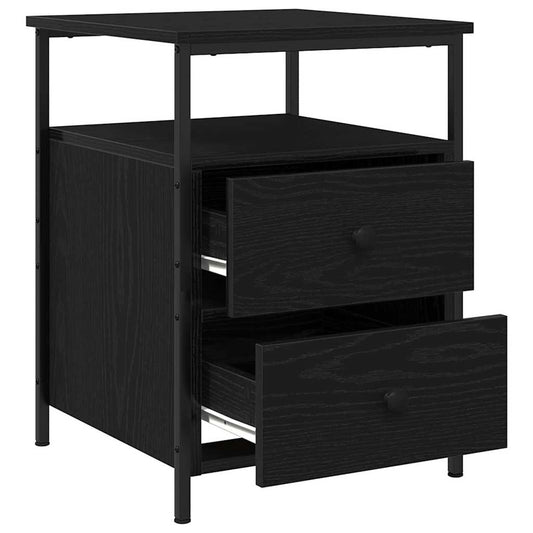 Bedside Cabinet with Drawer 2 pcs Black Oak 34 x 35.5 x 50 cm Bedside Cabinet with Drawer 2 pcs Black Oak 34 x 35.5 x 50 cm
