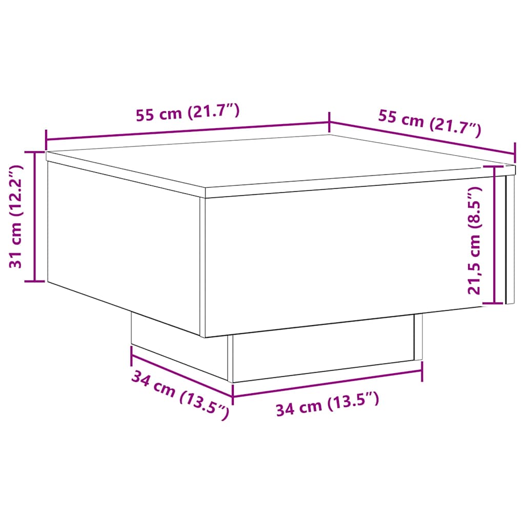 Coffee Table Artisan Oak 55 x 55 x31 cm Engineered Wood
