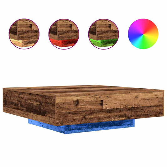 Coffee Table with LED Strip Lights Old Wood 100 x 100 x 31 cm Coffee Table with LED Strip Lights Old Wood 100 x 100 x 31 cm