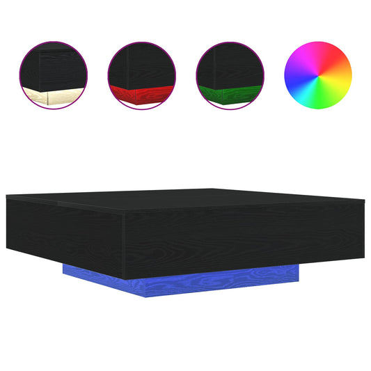 Coffee Table with LED Strip Lights Black Oak 100 x 100 x 31 cm Coffee Table with LED Strip Lights Black Oak 100 x 100 x 31 cm
