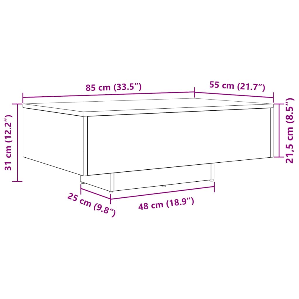 Coffee Table Artisan Oak 85 x 55 x 31 cm Engineered Wood