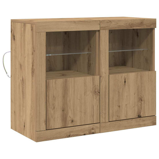 LED Sideboard 2 pcs Artisan Oak 41 x 37 x 67 cm Engineered Wood LED Sideboard 2 pcs Artisan Oak 41 x 37 x 67 cm Engineered Wood