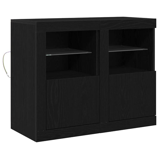 LED Sideboard 2 pcs Black Oak 41 x 37 x 67 cm Engineered Wood LED Sideboard 2 pcs Black Oak 41 x 37 x 67 cm Engineered Wood
