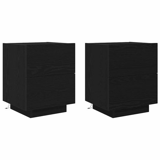 Bedside Cabinet 2 pcs Black Oak 45 x 40 x 55 cm Engineered Wood Bedside Cabinet 2 pcs Black Oak 45 x 40 x 55 cm Engineered Wood