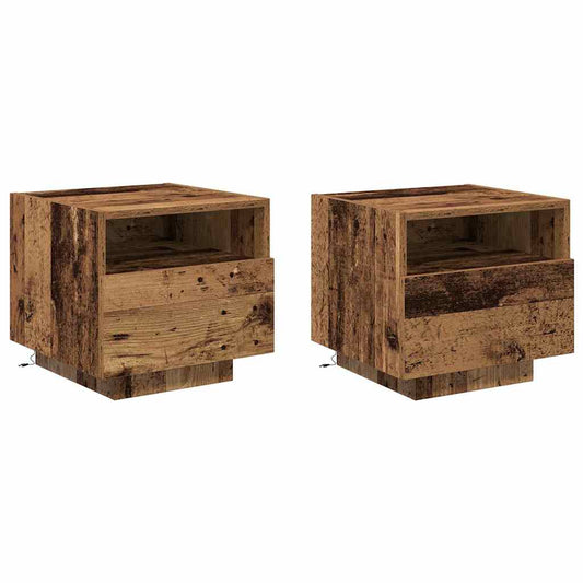 Bedside Cabinet 2 pcs Old Wood 40 x 39 x 37 cm Engineered Wood Bedside Cabinet 2 pcs Old Wood 40 x 39 x 37 cm Engineered Wood