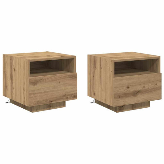 Bedside Cabinet with Drawer 2 pcs Artisan Oak 40 x 39 x 37 cm Bedside Cabinet with Drawer 2 pcs Artisan Oak 40 x 39 x 37 cm