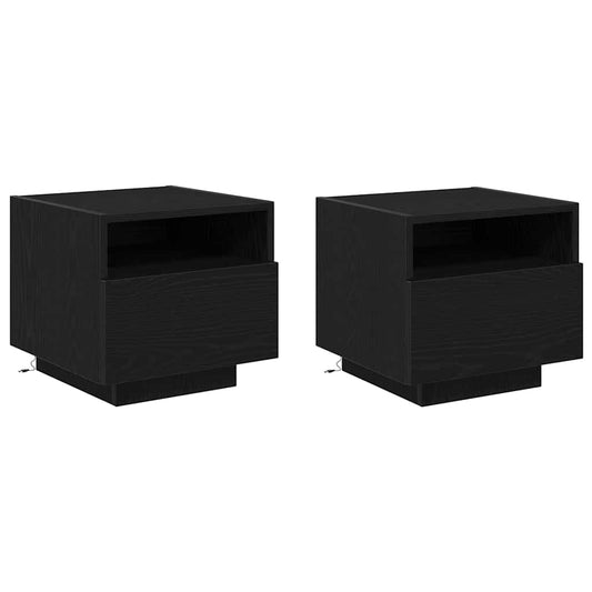 Bedside Cabinet 2 pcs Black Oak 40 x 39 x 37 cm Engineered Wood Bedside Cabinet 2 pcs Black Oak 40 x 39 x 37 cm Engineered Wood