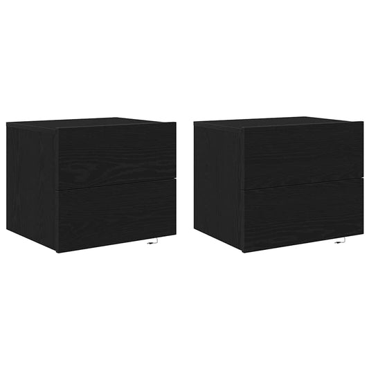 Bedside Cabinet 2 pcs Black Oak 50 x 39 x 41 cm Engineered Wood Bedside Cabinet 2 pcs Black Oak 50 x 39 x 41 cm Engineered Wood