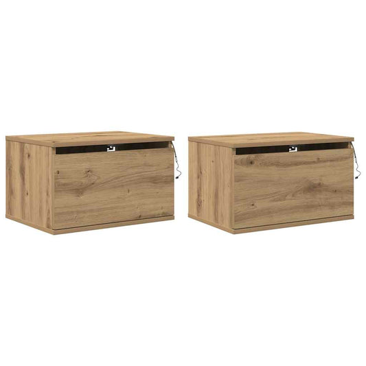 Wall-mounted Bedside Cabinet 2 pcs Artisan Oak 50 x 36 x 30 cm Wall-mounted Bedside Cabinet 2 pcs Artisan Oak 50 x 36 x 30 cm