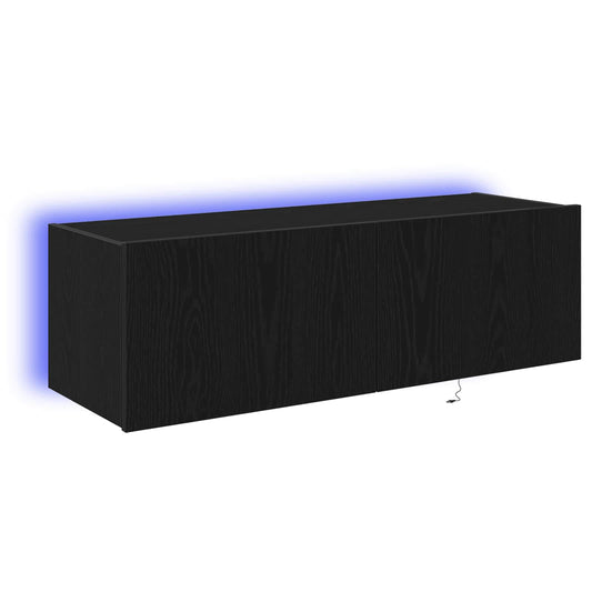 TV Wall Cabinet with LED 2 pcs Black Oak 100 x 35 x 31 cm TV Wall Cabinet with LED 2 pcs Black Oak 100 x 35 x 31 cm