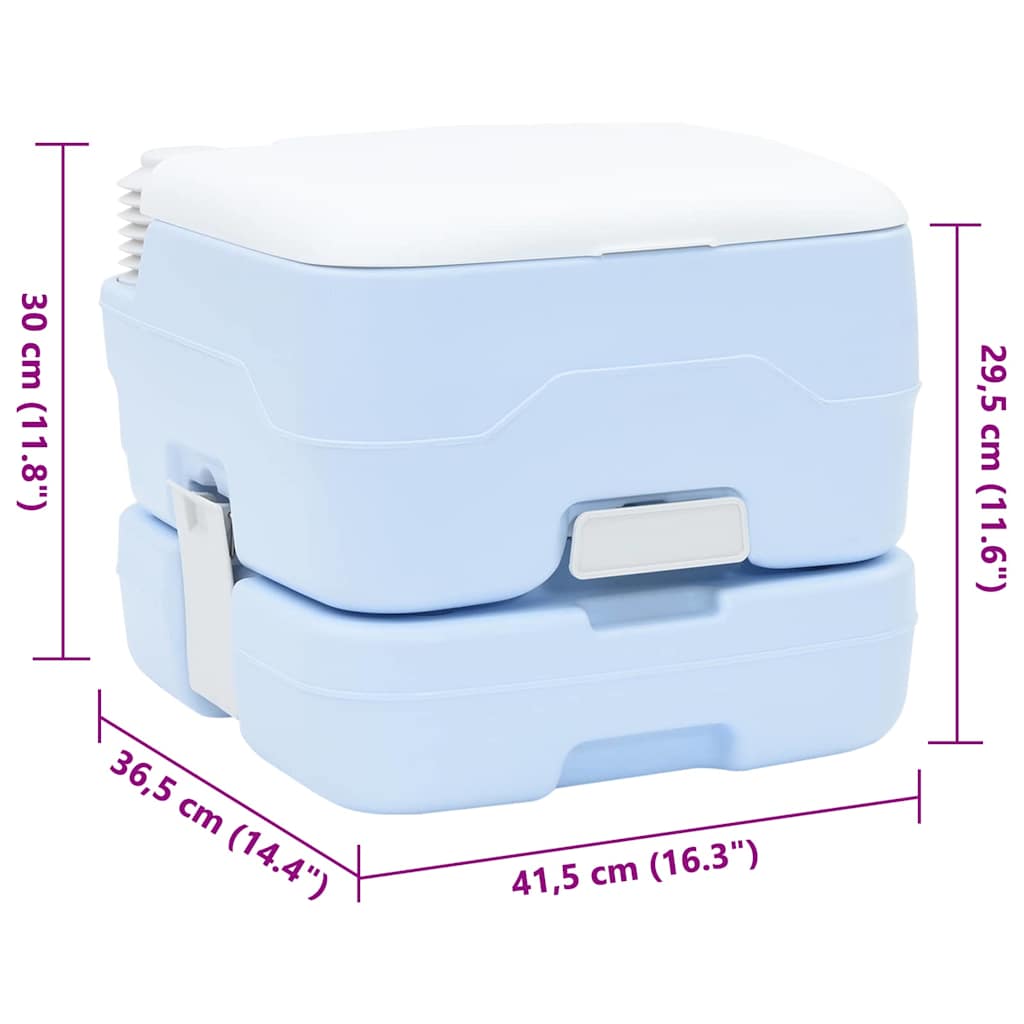 Camping Toilet Manual Light Blue and White 41.5 x 36.5 x 30 cm